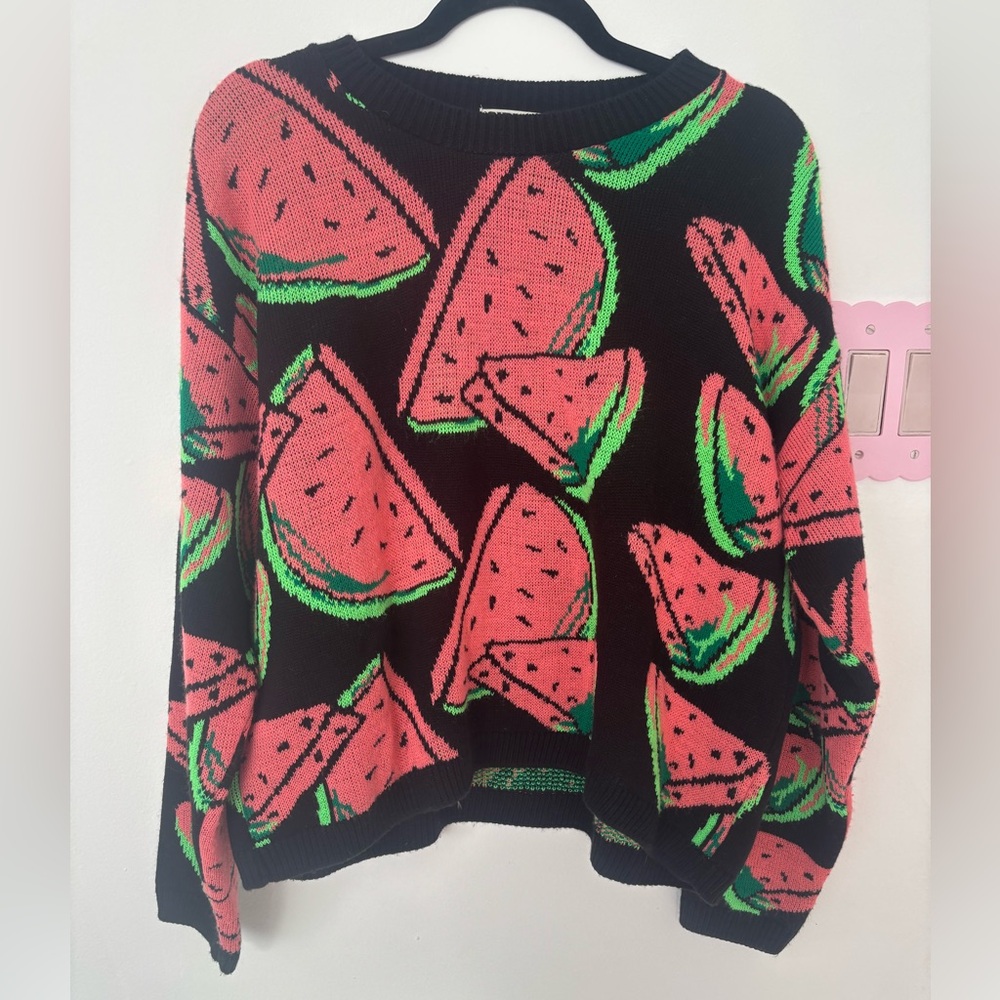 River Island Black Sweater with Watermelon Print